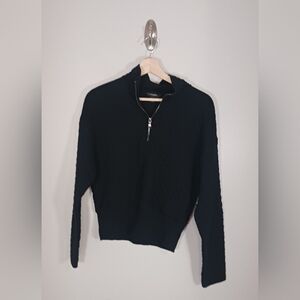 Banana Republic Quilted Cotton Black Pullover Sweatshirt Women's Size S